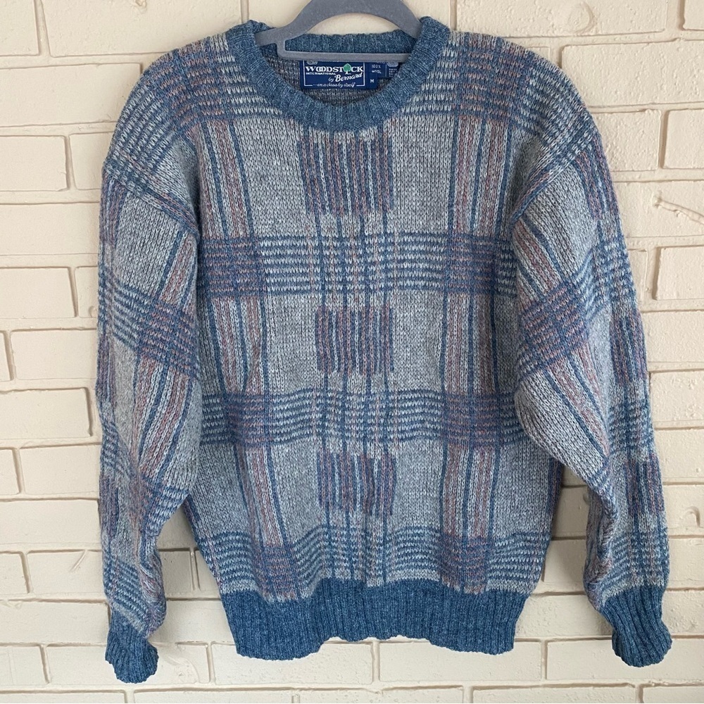 Woodstock by Bernard Men's Size Medium M 100% Shetland Wool Dad Sweater  Vintage